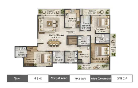4 BHK-1942 SqFt